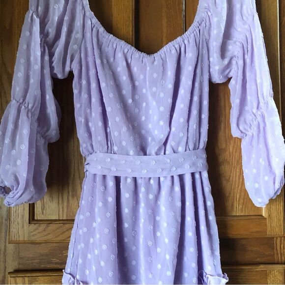 NWT SHOWPO. Off the Shoulder Party Life A-Line Mini Dress Purple - 4 - Picture 4 of 15